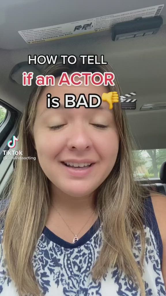 This may contain: a woman with her eyes closed and the words how to tell if an actor is bad