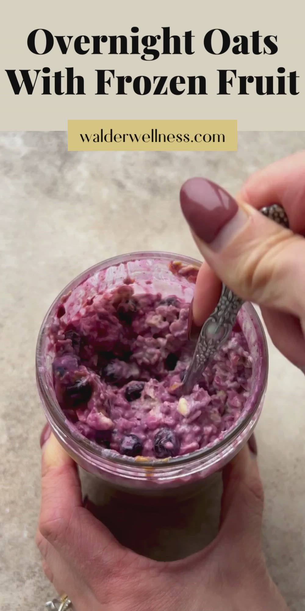 This contains: Video showing how to make an overnight oats recipe with frozen fruit.