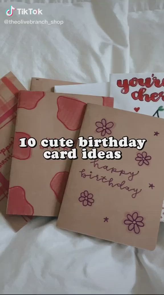 This may contain: three birthday cards with the words 10 cute birthday card ideas written on one side and an envelope in the other