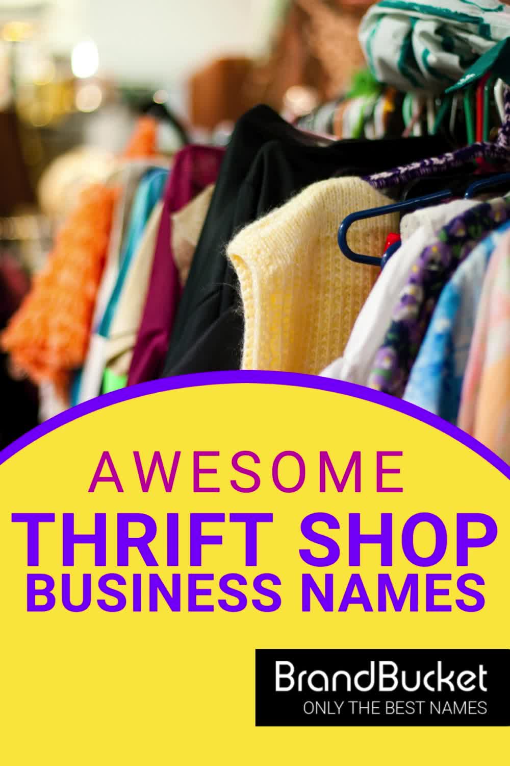 This may contain: there is a sign that says, awesome thrift shop business names