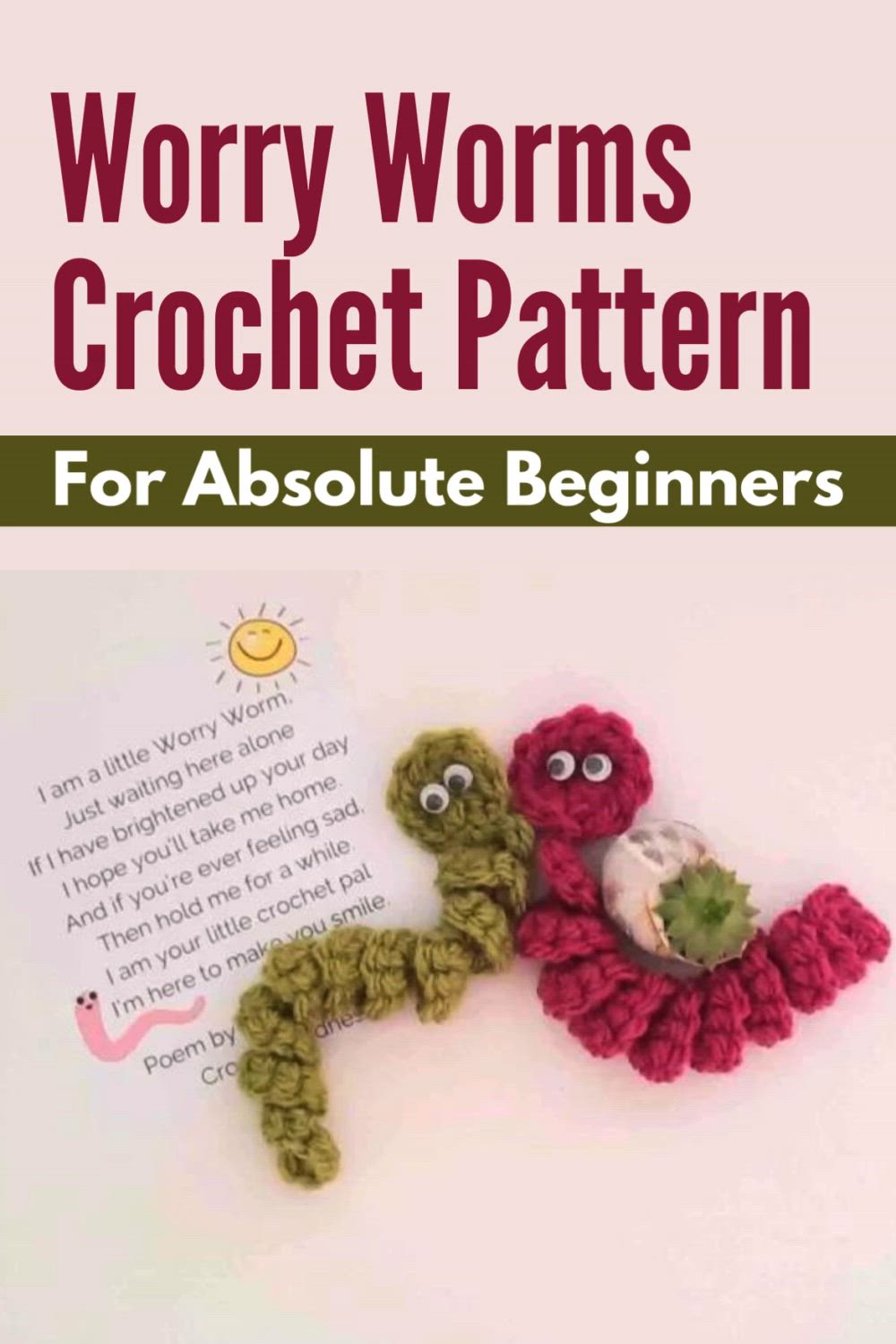 This contains: Worry Worms  Crochet Pattern