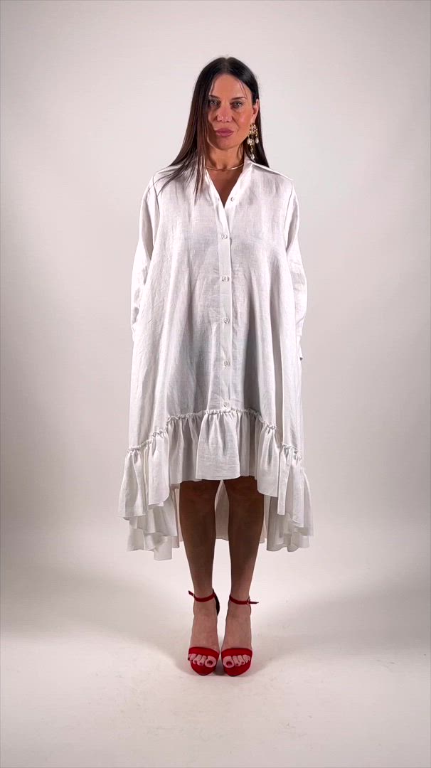 This contains: LINEN SHIRT SUMMER DRESS VANESA