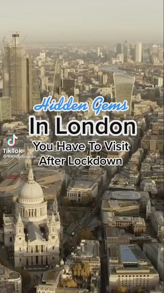 This may contain: an aerial view of london with the text hidden gems in london you have to visit after lockdown