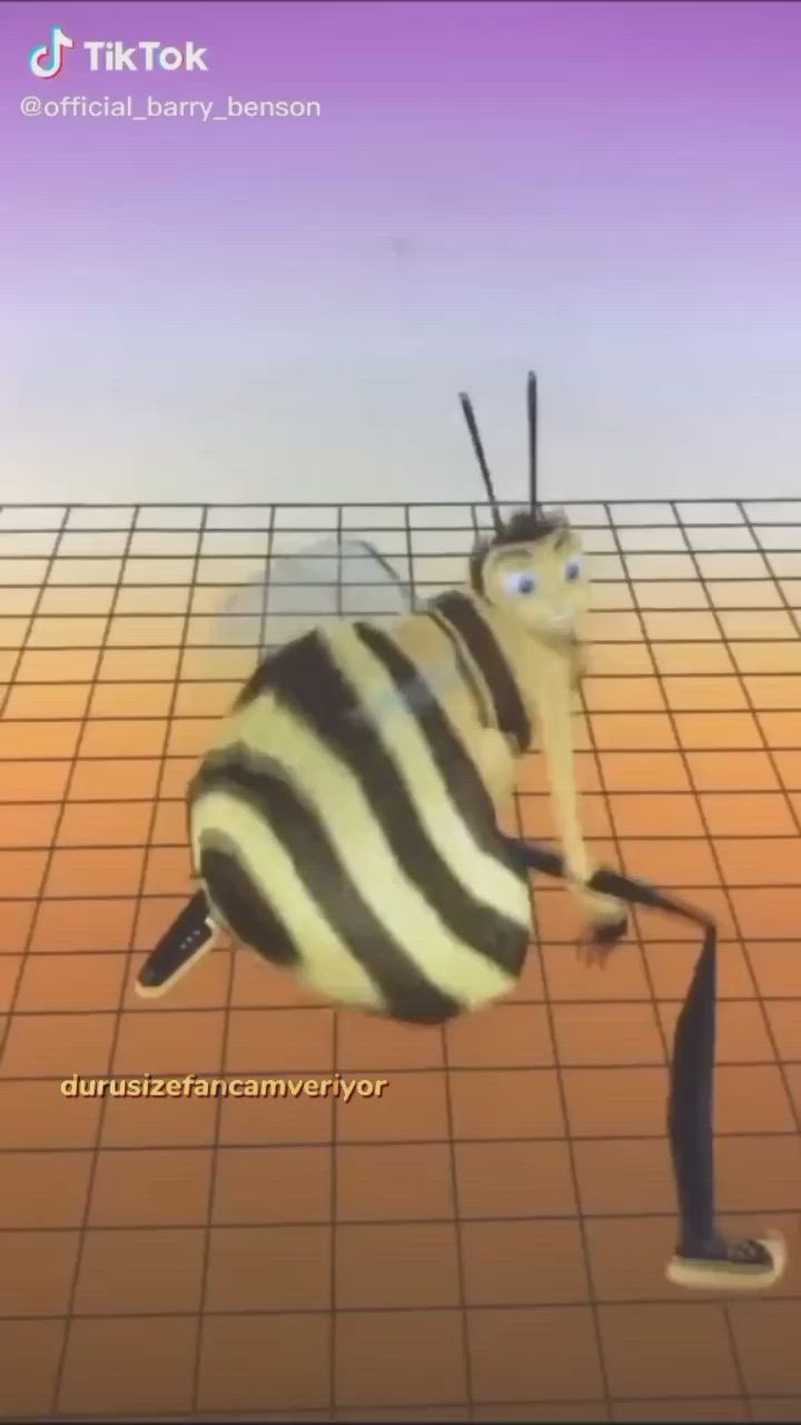 This may contain: an animated bee is running across a tiled floor