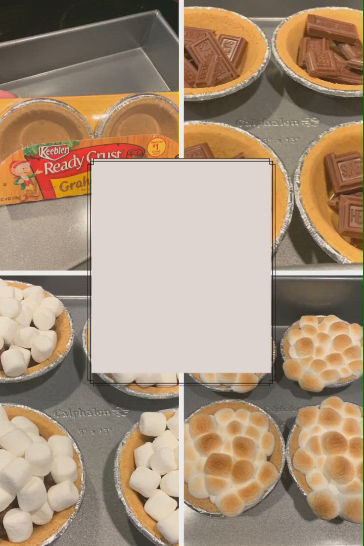 This may contain: some pies and marshmallows are on display in bowls with the words perfect for summer super easy s'mores