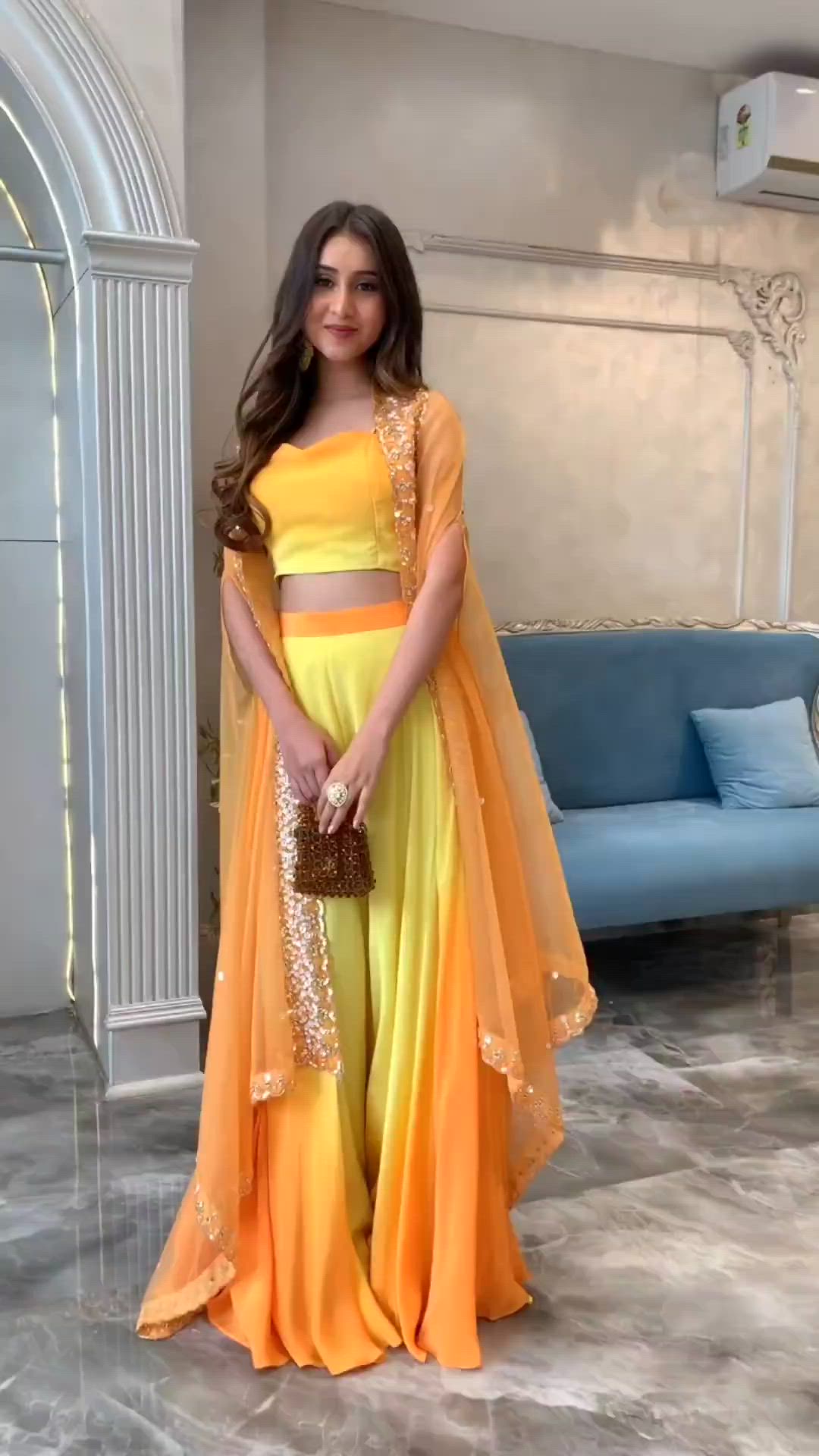 This contains: OMG!! This has to be one of our prettiest Ombre ever💛Sunset weddings, soirees or a destination wedding, pull off the perfect bridesmaid look, only from Swish by Dolcy and Simran✨️