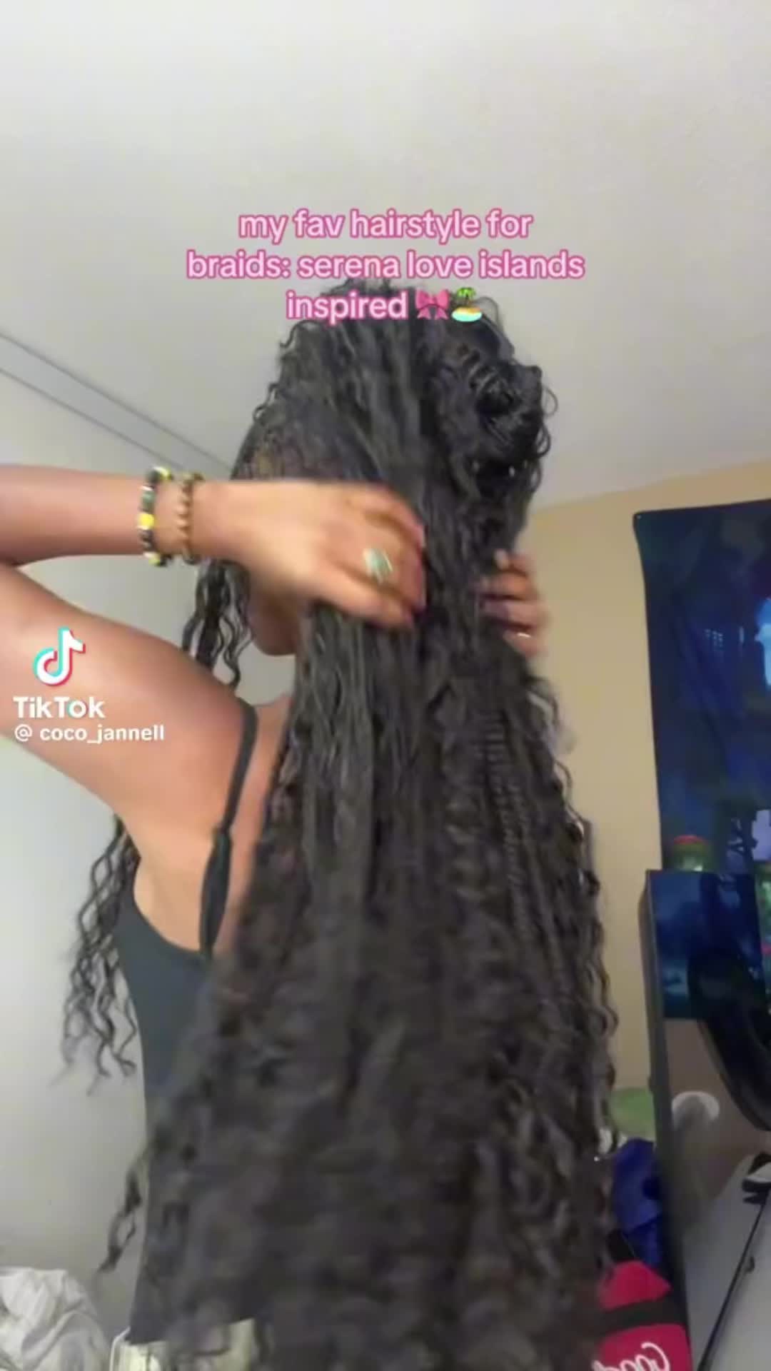 black woman boho goddess braids serena love island inspired inspo inspiration aesthetic hairstyle ideas