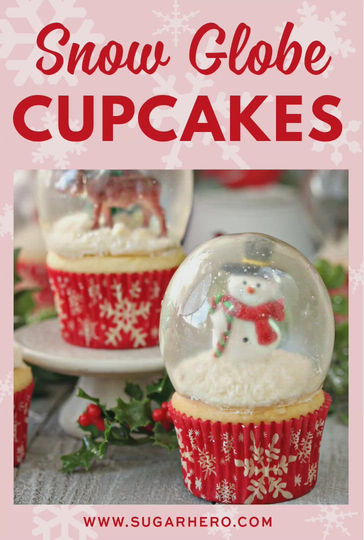 This may contain: snow globe cupcakes with frosting on top and the title overlay reads, how to make your own snow globe cupcakes