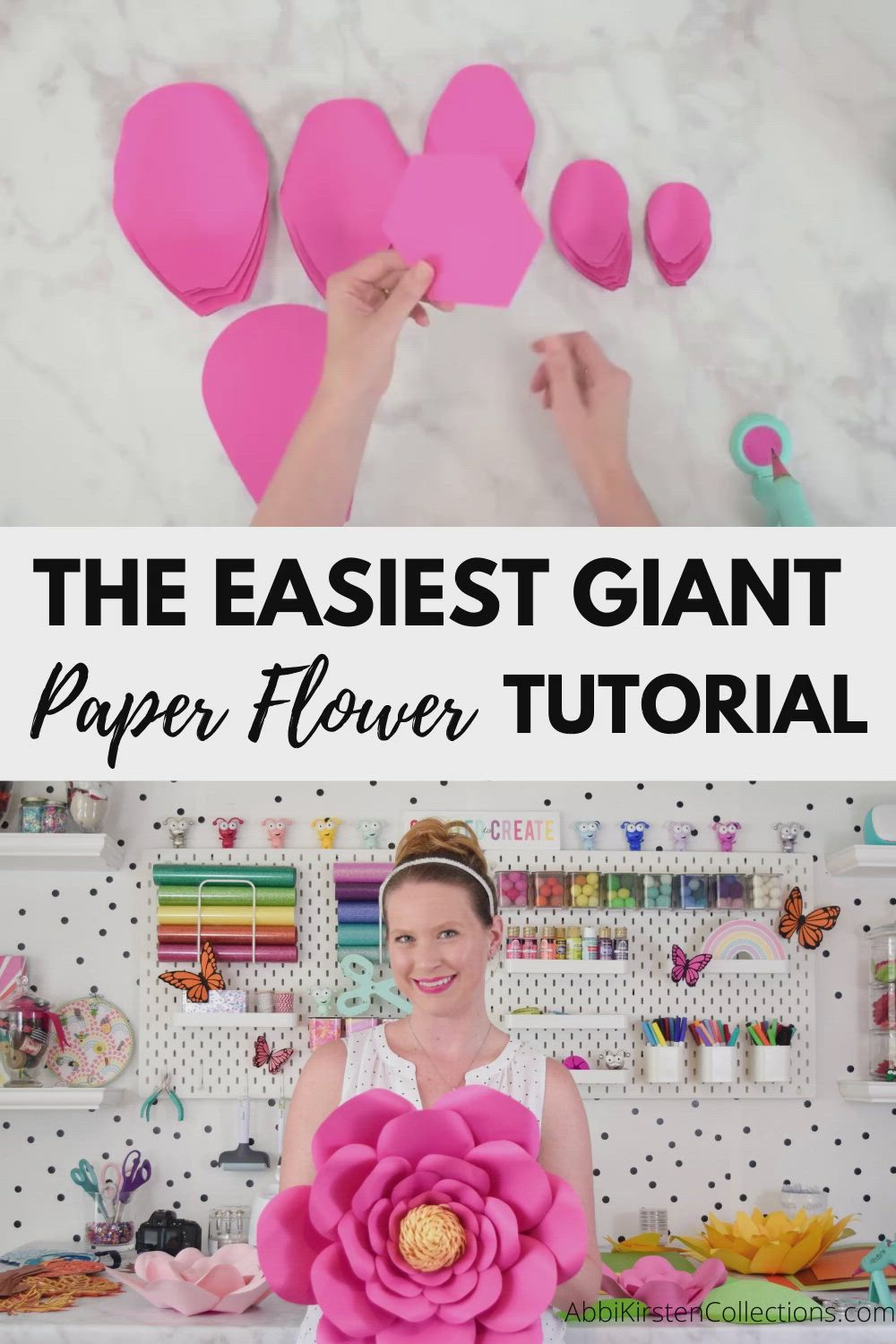 This may contain: the easy giant paper flower is so pretty and easy to make