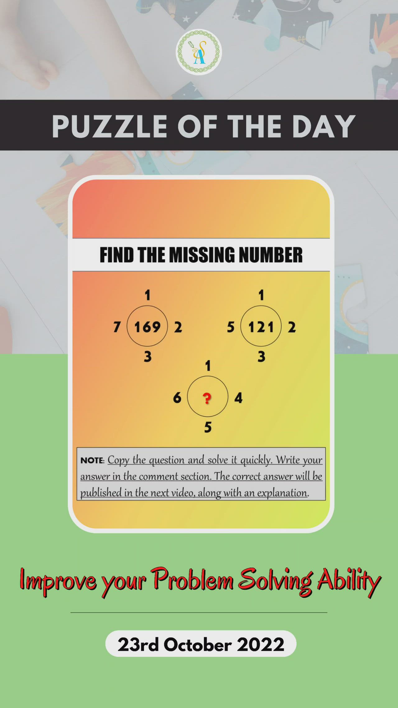 This contains: Mathematics Puzzle of the Day || Find the Missing Number || Fun Puzzles for Kids || SHAYKH ACADEMY