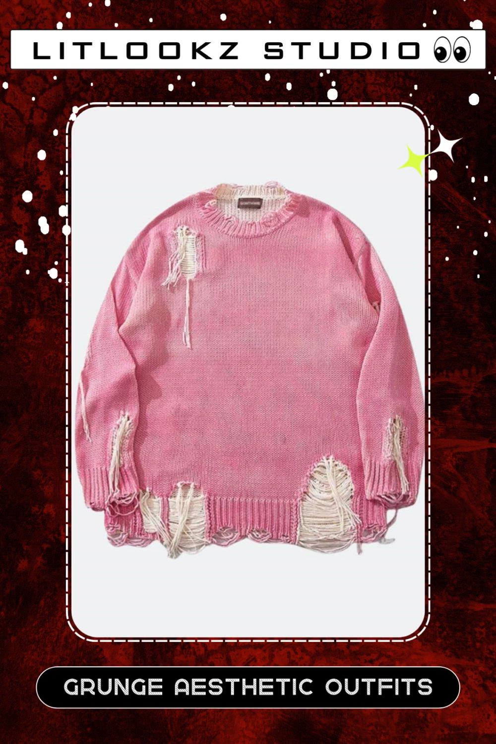 This contains an image of: Grunge Tasseled Distressed Sweater - Litlookz Studio