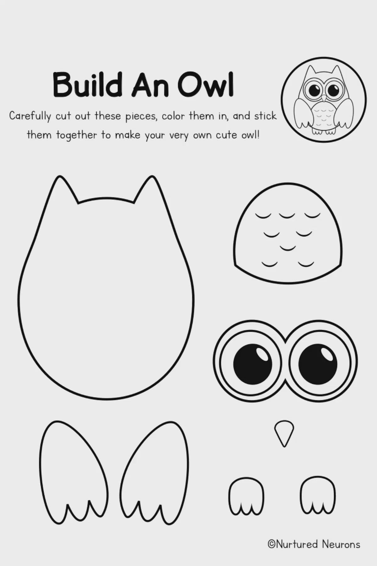 This may contain: an owl cut out with the words build an owl