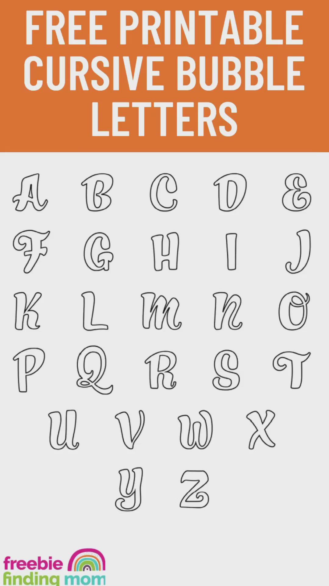 This may contain: the free printable cursive bubble letters for kids to use in their handwriting