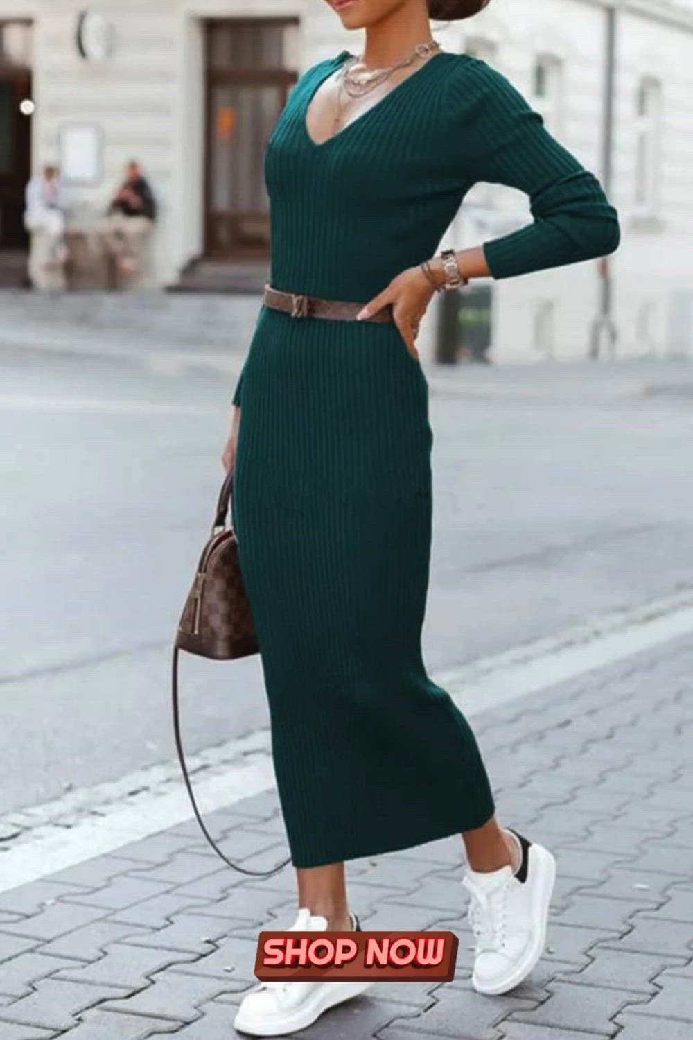 Elegant College V Neck One Step Skirt Dress