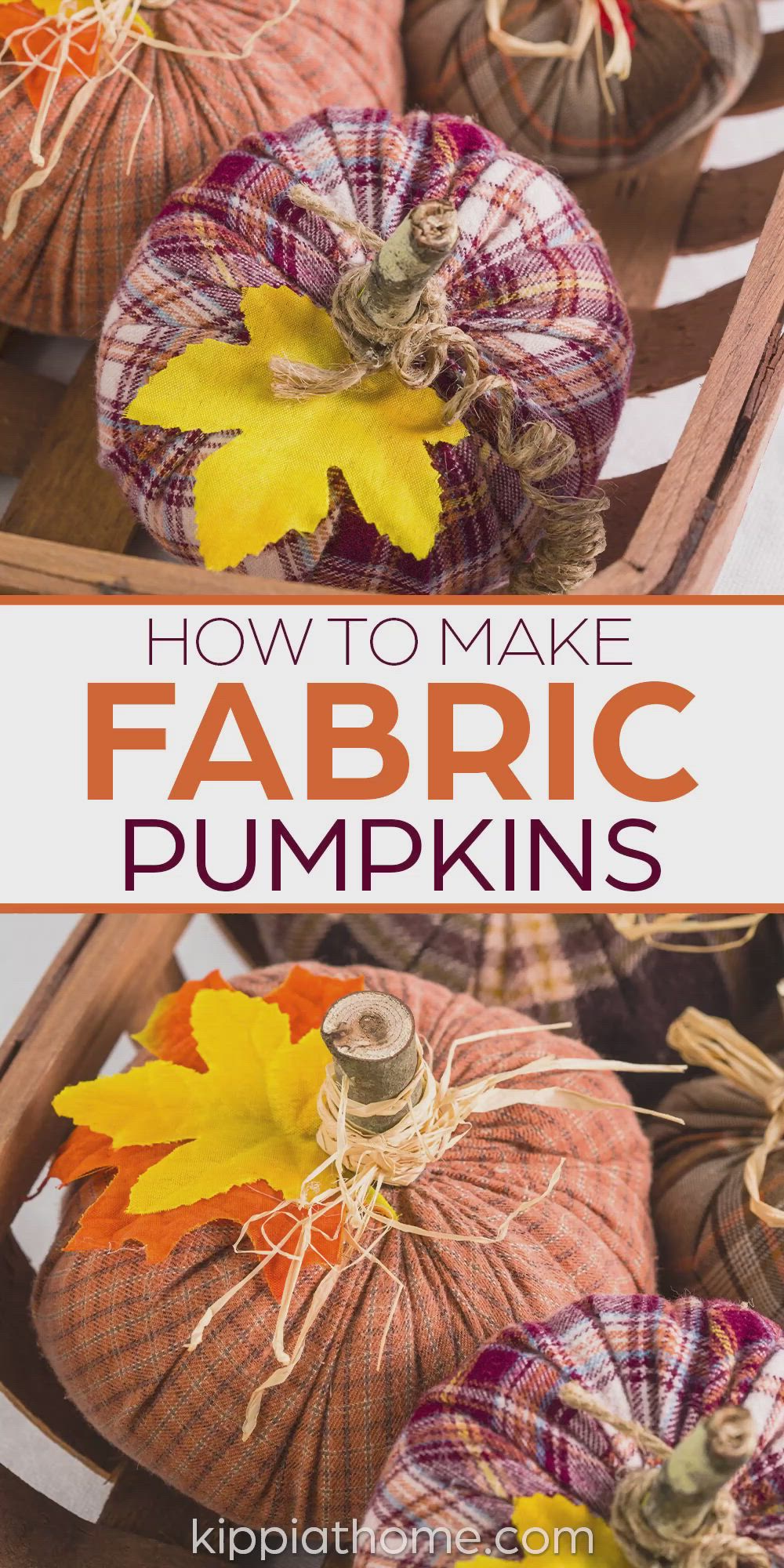 This may contain: fabric pumpkins with text overlay that says how to make fabric pumpkins in plaid