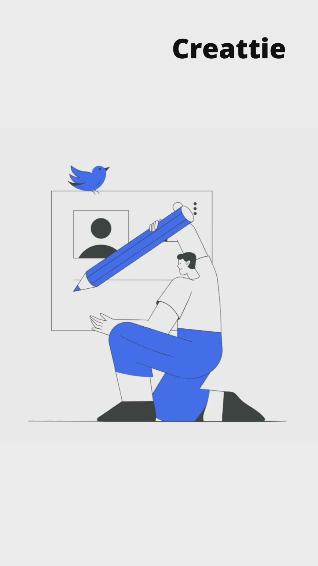 This contains: Download vector animation about a man creating a social media Twitter account.