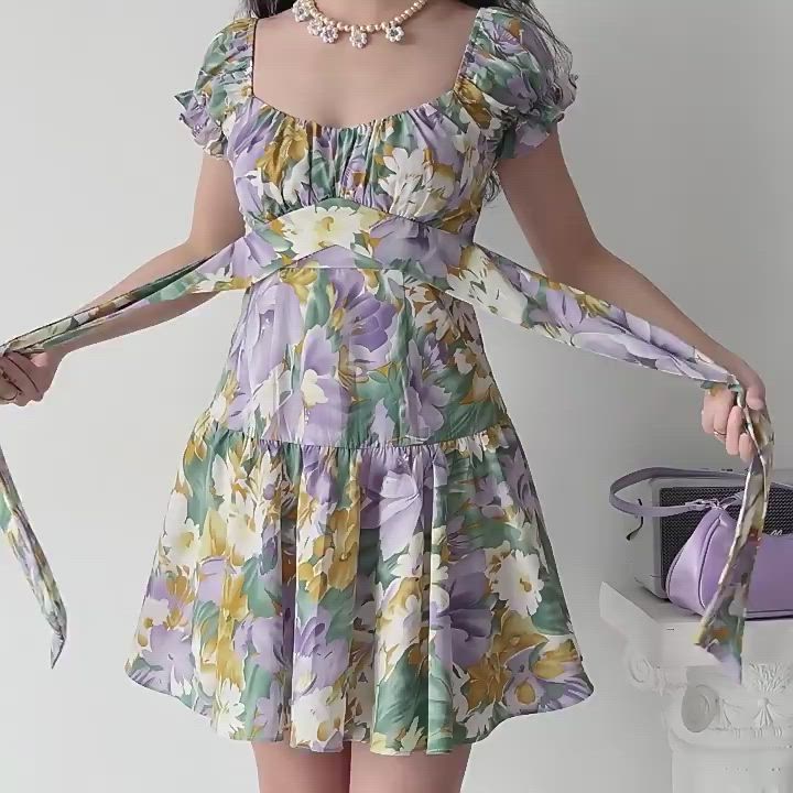 This contains an image of: Flora Oil Painting Dress ~ HANDMADE – Pellucid