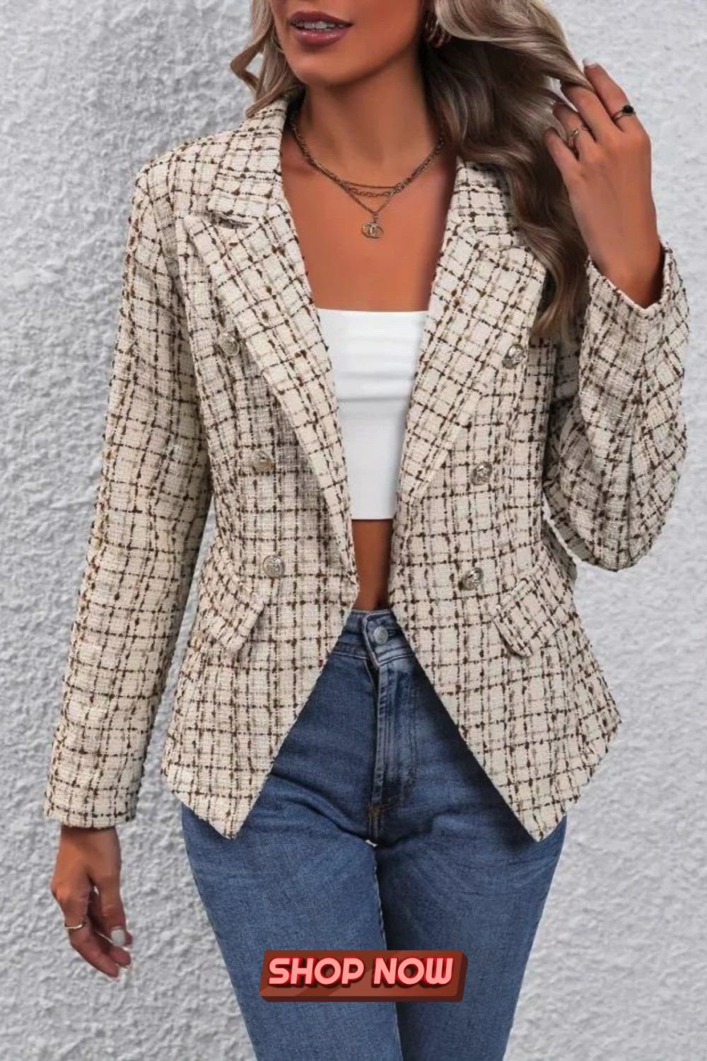 This sophisticated Double Breasted Decor Open Front Blazer exudes timeless elegance with its refined lapel and slim long sleeves. Ideal for the office and professional settings, its tailored design effortlessly combines style and professionalism, making it a versatile and chic choice for work attire.