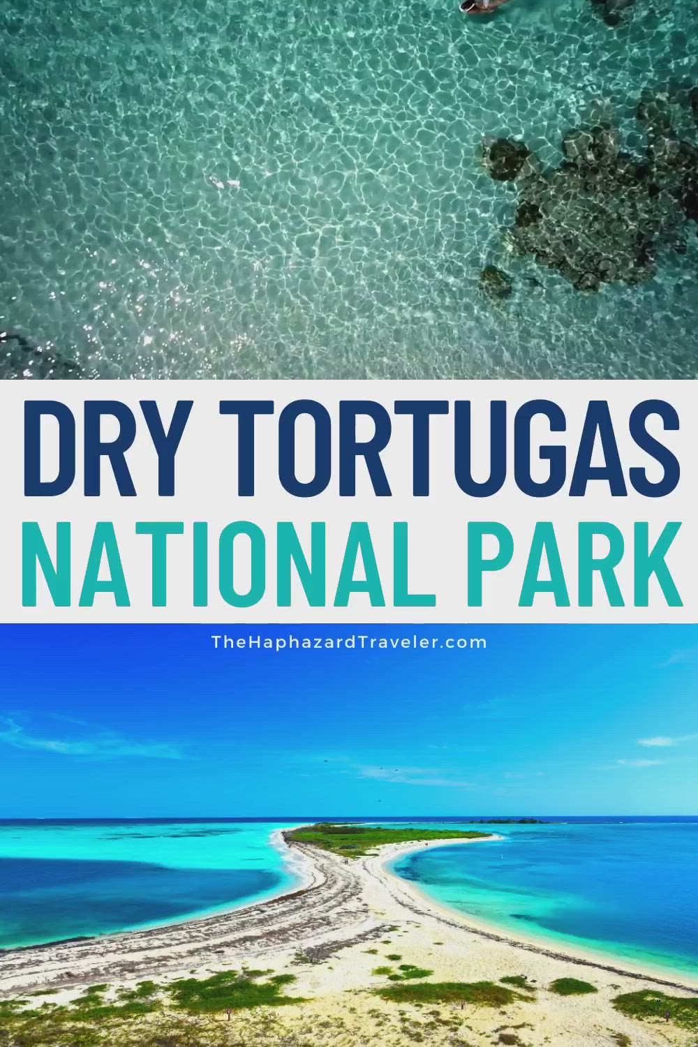 This may contain: an aerial view of dry tortugas national park with text overlay reading dry tortugas national park