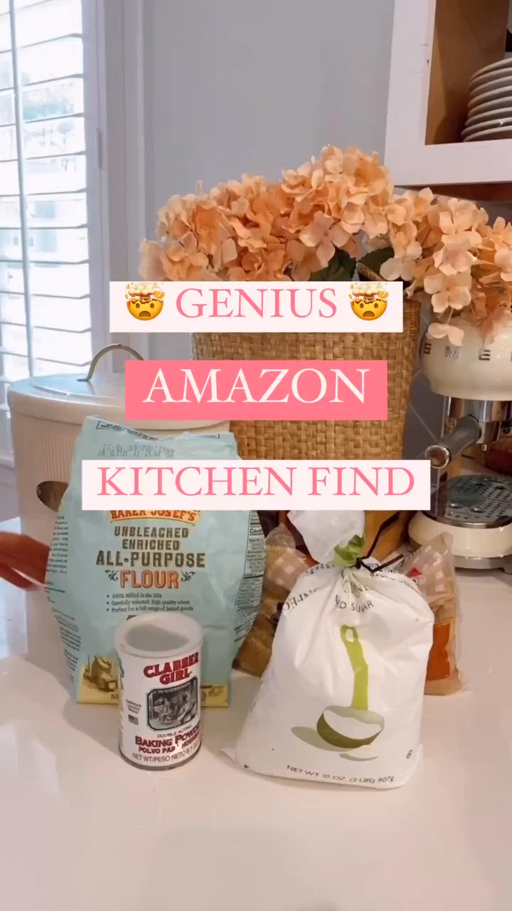 This may contain: a woman is sitting on the kitchen counter with her feet propped up in front of an amazon kitchen finder