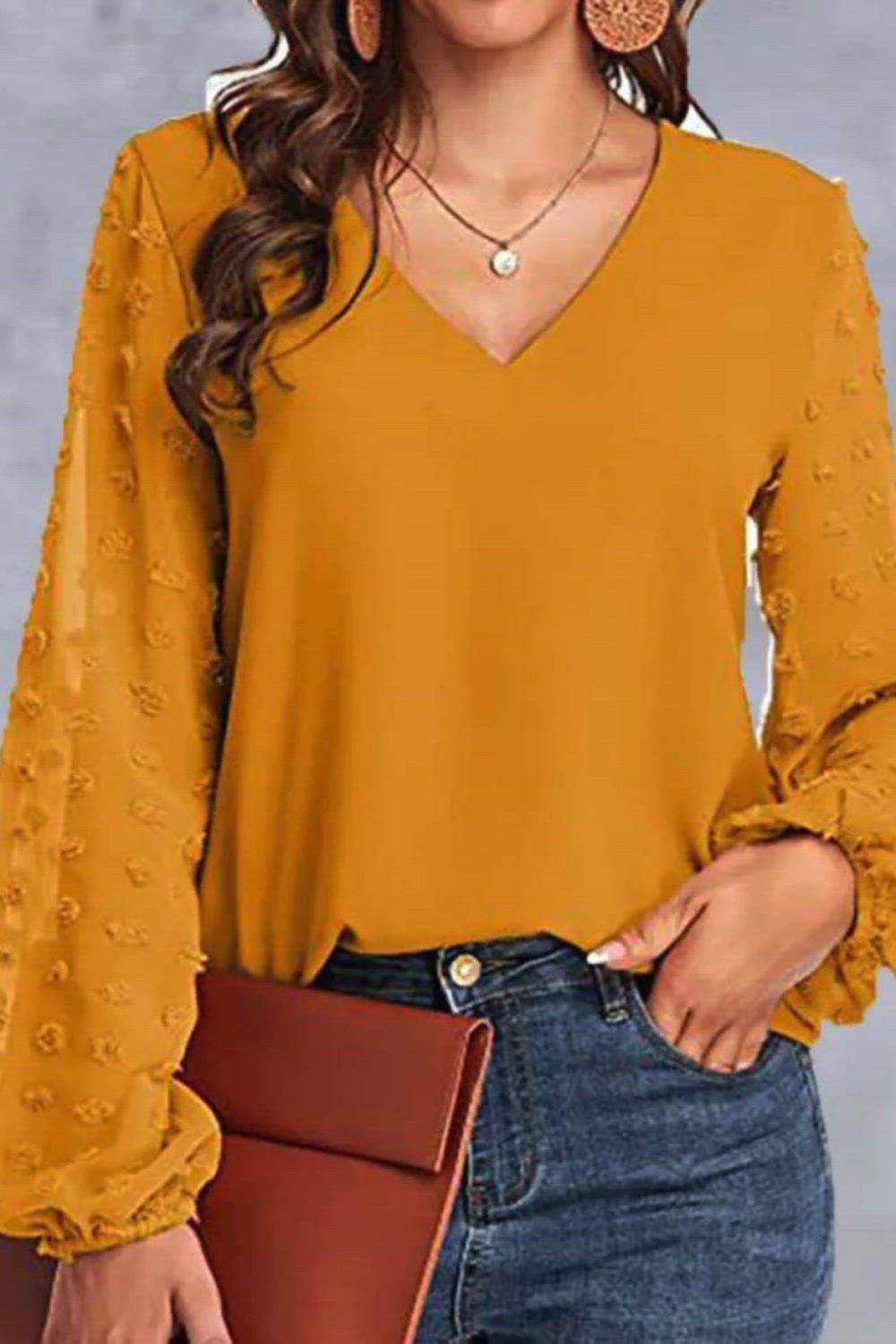 Elevate your casual elegance with our V-Neck Paneled Casual Long-Sleeve Blouse. The V-neck design adds a touch of sophistication, while the carefully paneled construction ensures a flattering fit. This blouse seamlessly blends comfort and style, making it perfect for both work and leisure. The long sleeves provide versatility, allowing you to transition from day to night with ease.