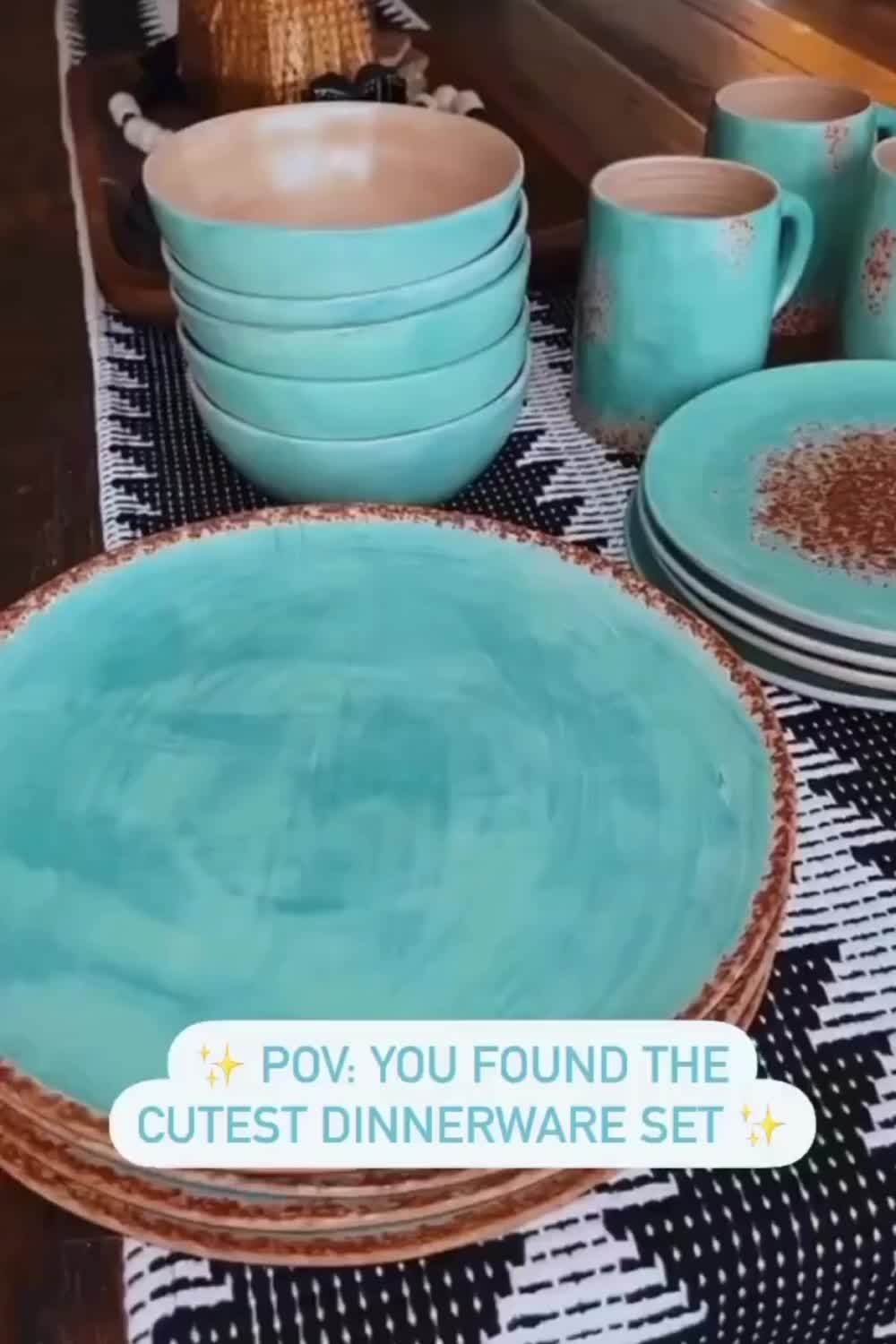 This contains: Patina Dinnerware Set + Summer Cookout with Stylish Western Dinnerware