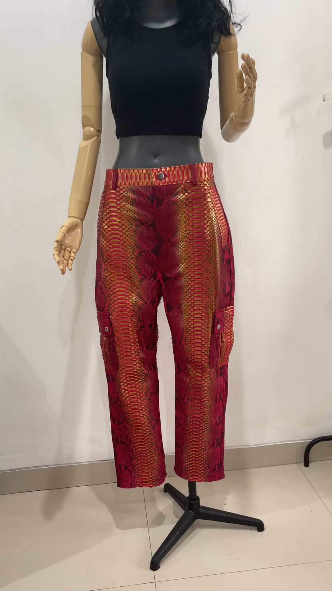 This contains an image of: Python Leather Pants Snakeskin Culottes Pants Leather - Etsy