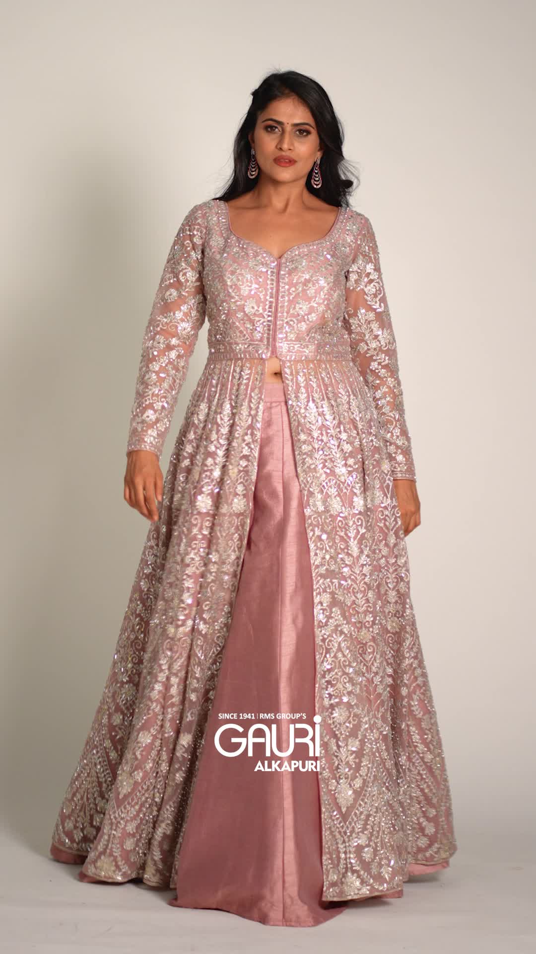 This contains an image of: Glamorous Sequin Ethnic Gown | Indo-Western for Girls