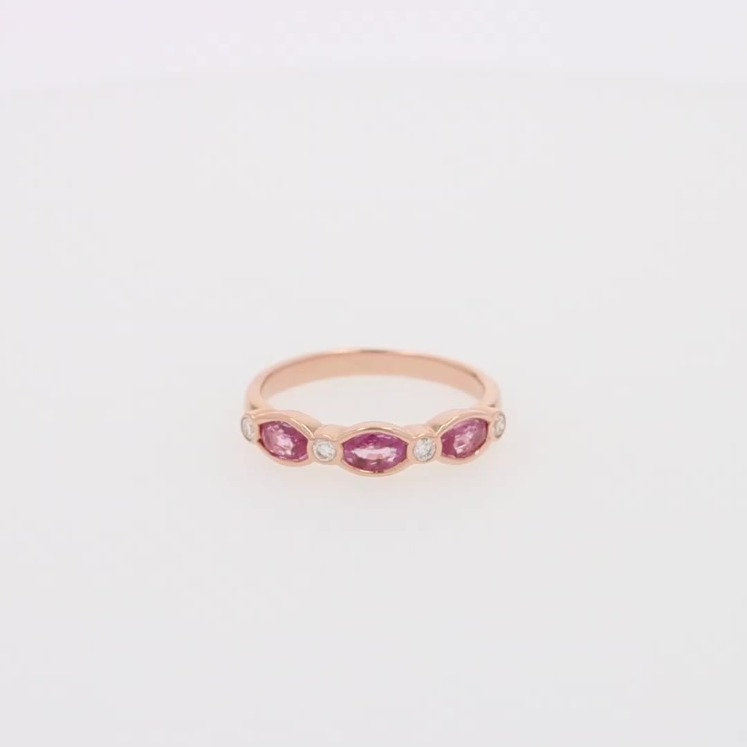 Effy 14K Rose Gold Pink Sapphire and Diamond Ring, 0.88 TCW