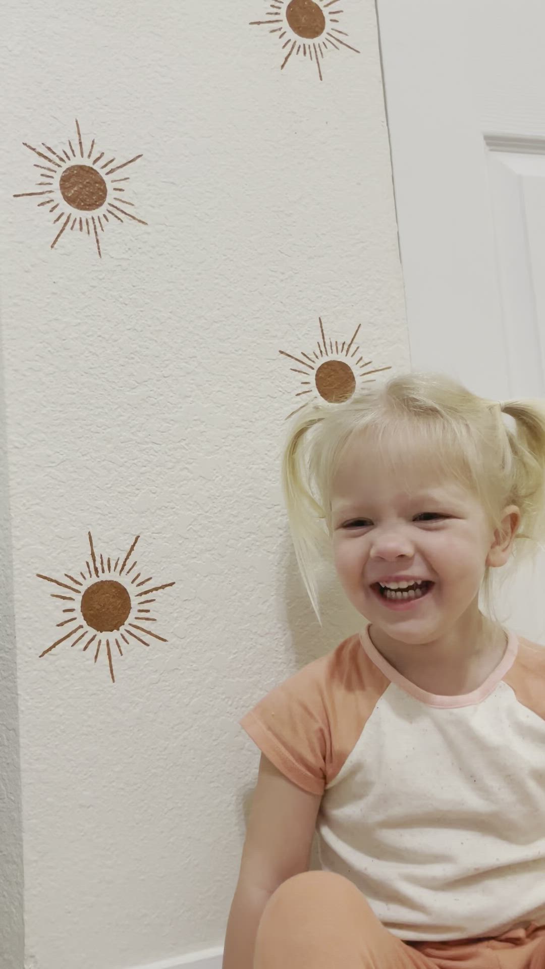 Aly used our reusable wallpaper stencil to add an accent wall to their playroom!