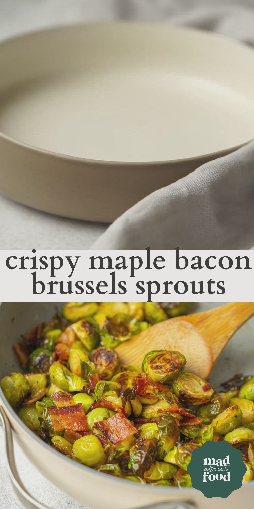 This may contain: brussel sprouts with crispy maple bacon and brussels sprouts