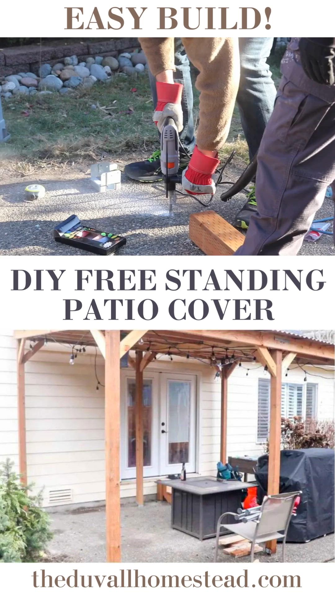 This contains: building a free standing wood roof patio cover over the deck