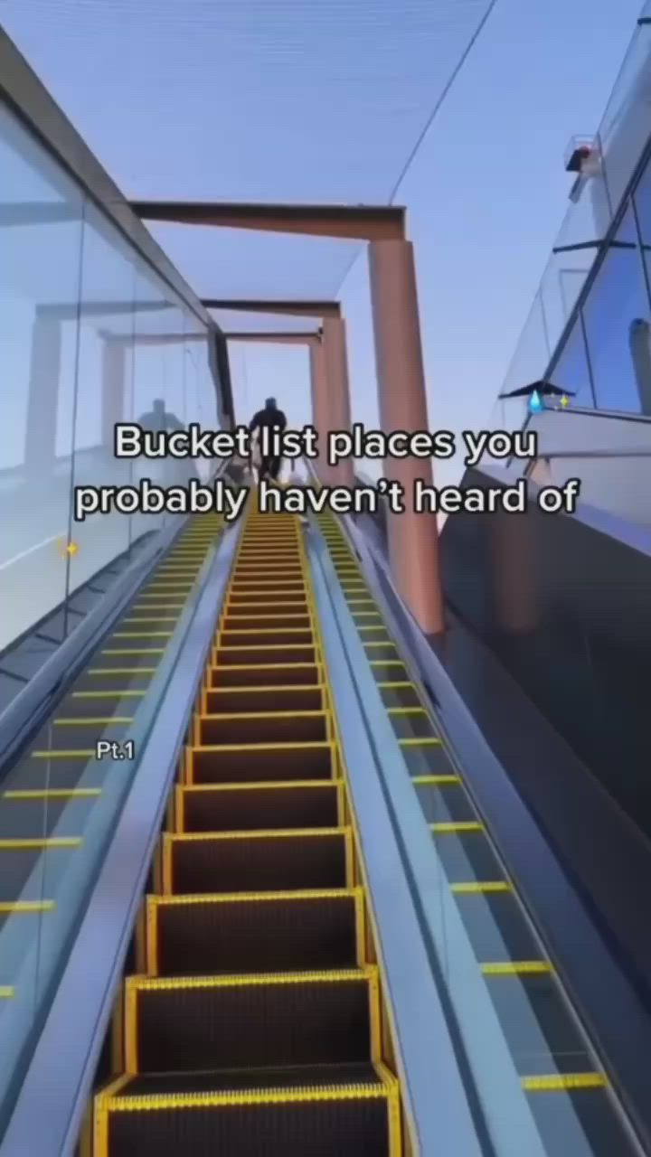 This may contain: an escalator with the words bucket list places you probably haven't heard of