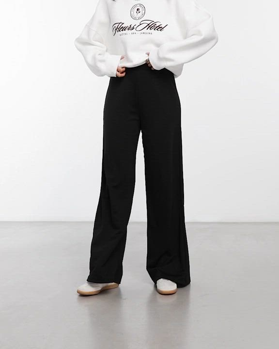 Pants by Pieces Saving low-key for another day Plain design High rise Wide leg