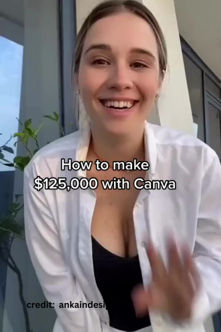 This may contain: a woman holding her hand to her mouth and making a funny face with the caption how to make $ 2, 000 with canva