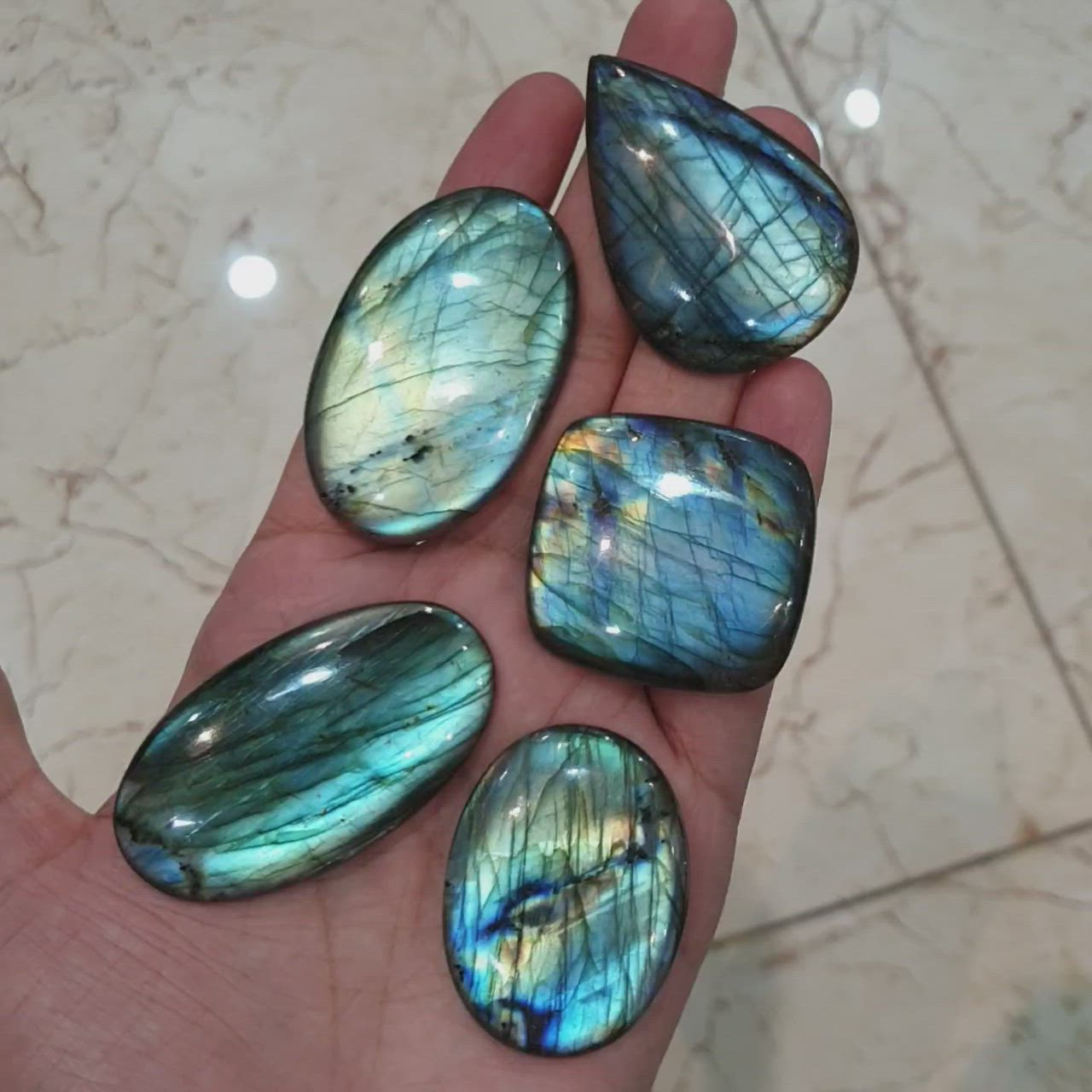 This contains an image of: Natural Labradorite Cabochons 