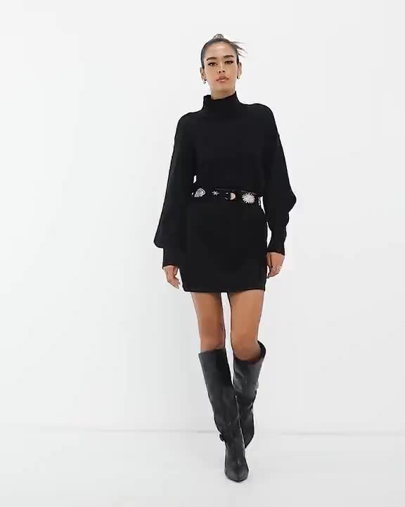 Dresses by Never Fully Dressed Best dressed: secured High neck Puff sleeves Belted waist Regular fit