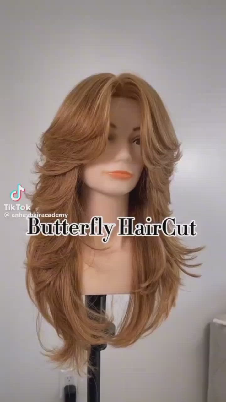 This contains an image of: BUTTERFLY HAIRCUT TUTORIAL!!