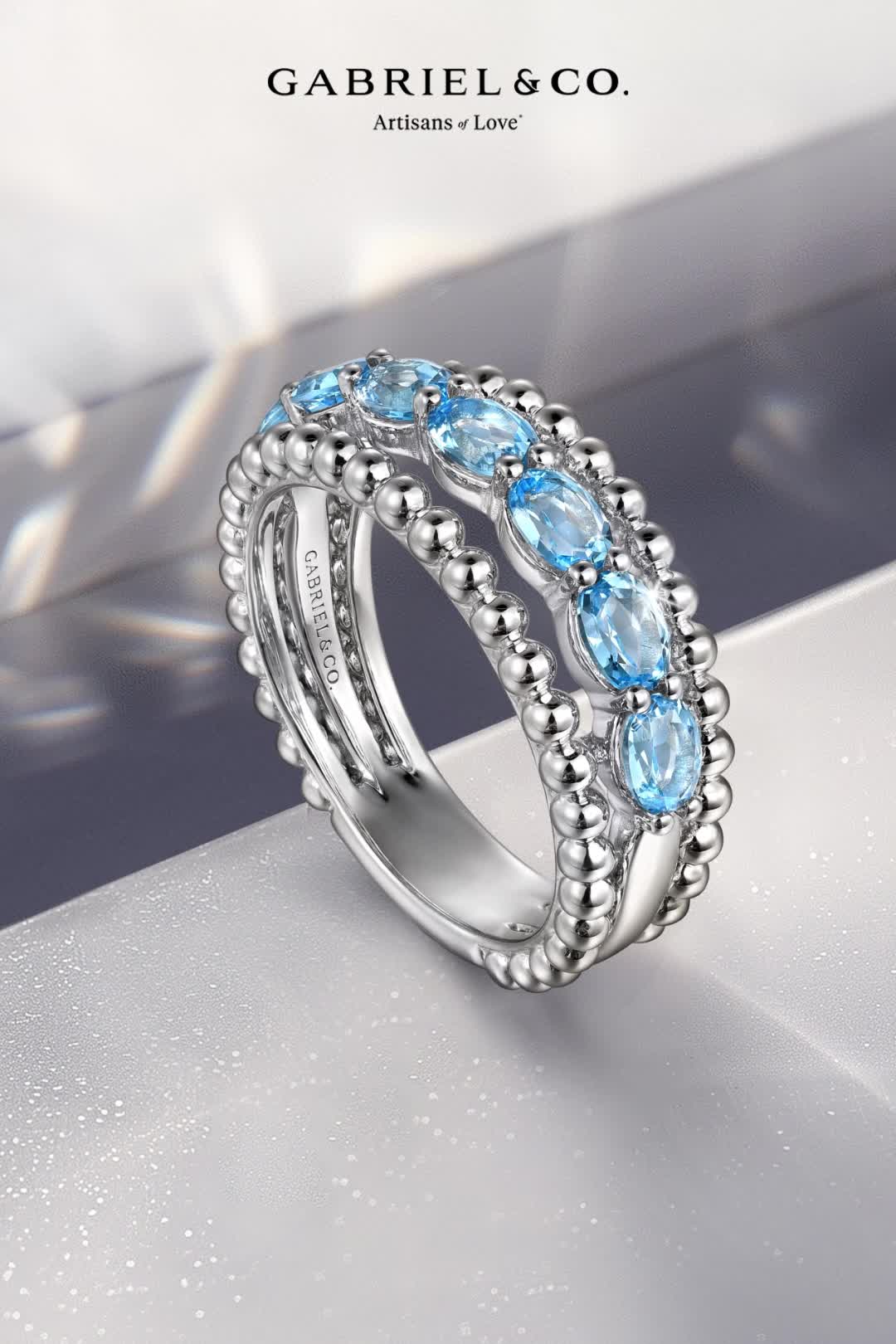 925 Sterling Silver Bujukan Swiss Blue Topaz Easy Stackable Ring