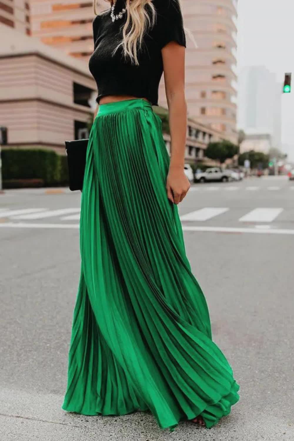 Introducing the "For Eternity" pleated maxi skirt, designed for timeless elegance. With its flowing silhouette and delicate pleats, it's perfect for adding grace and sophistication to any occasion, ensuring a look that lasts.