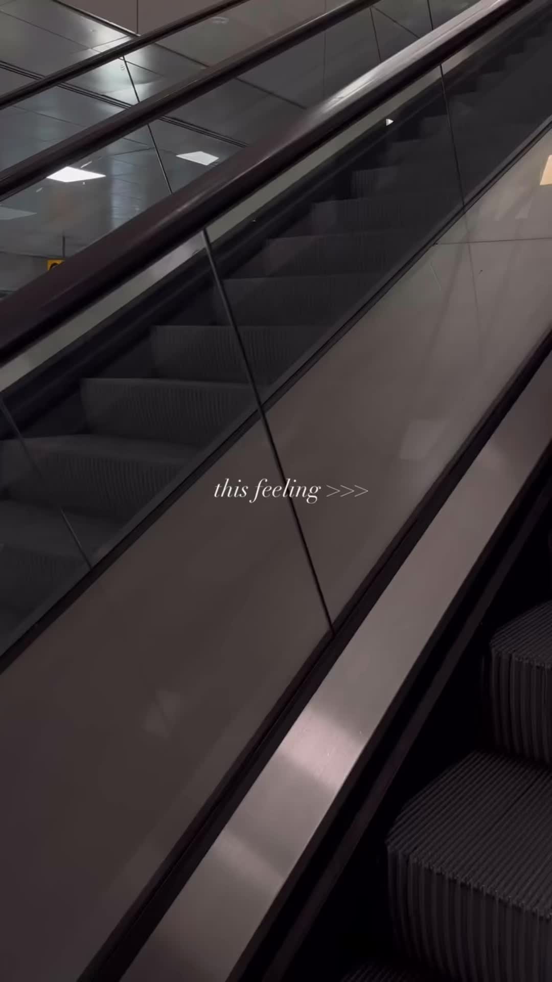 This may contain: an escalator is shown with the words this feeling on it's side