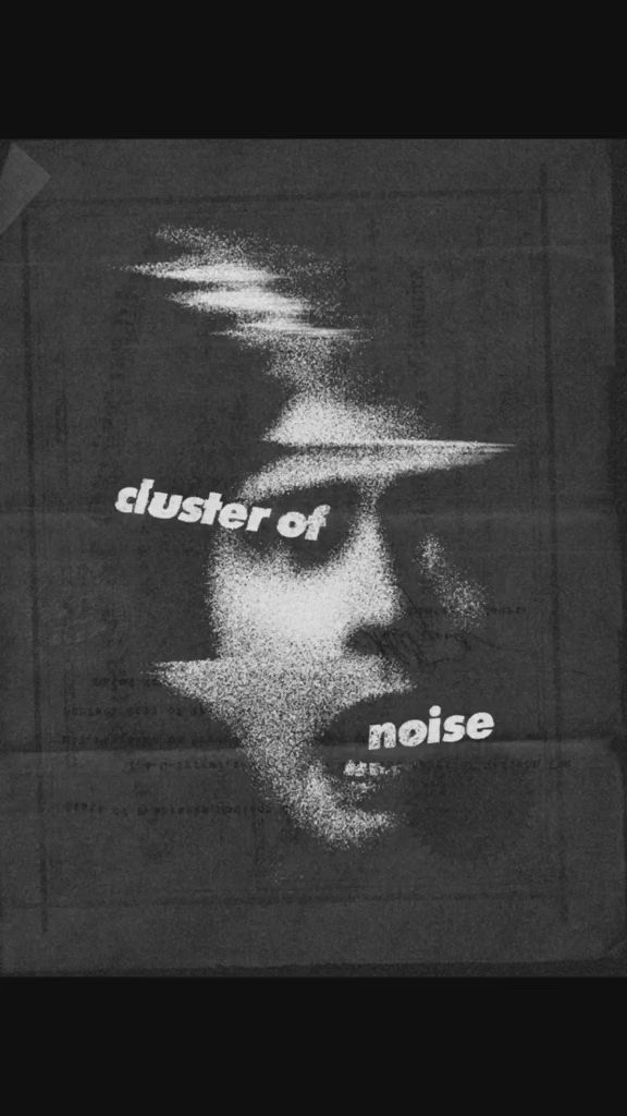 This may contain: a black and white photo with the words duster of noise on it's face