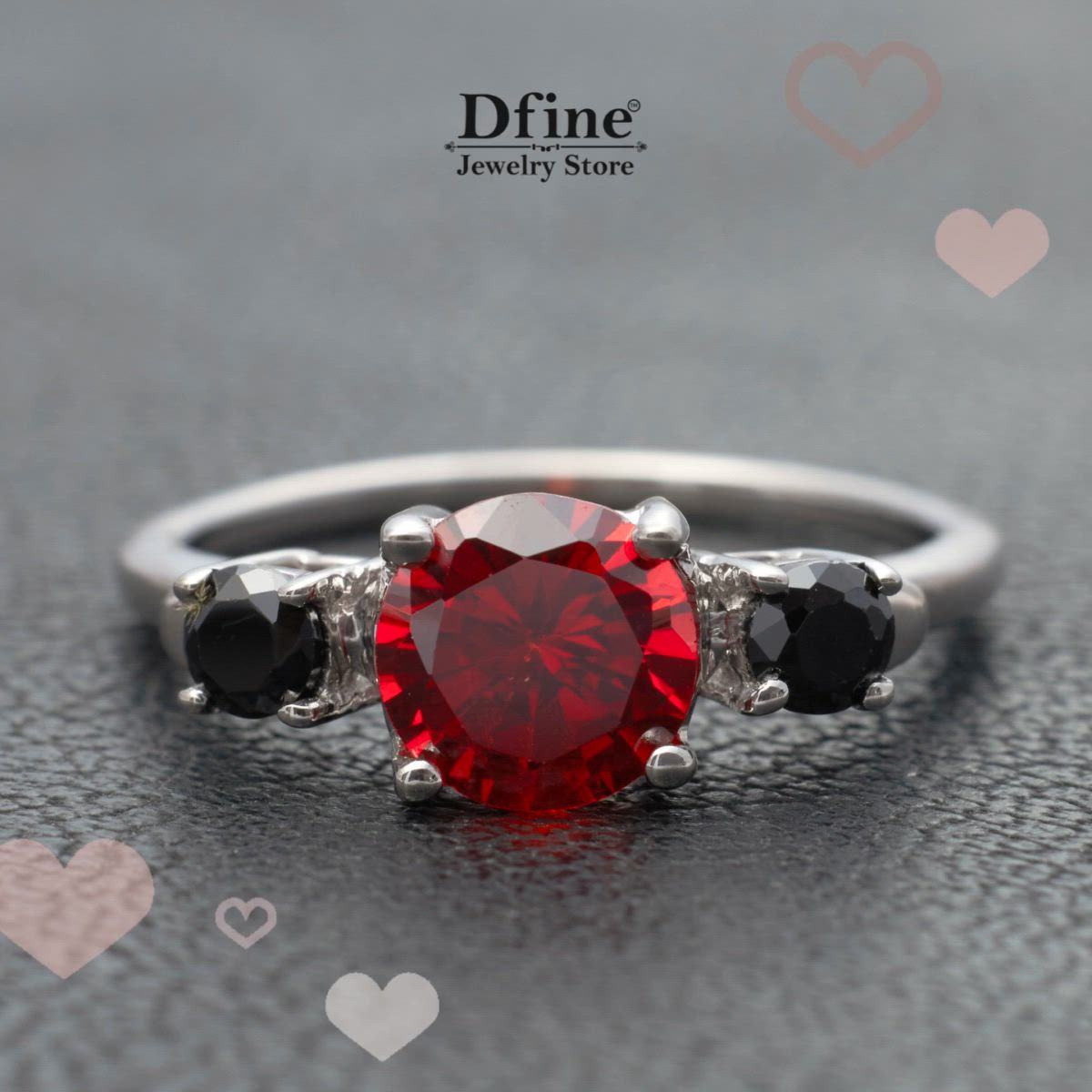 This contains: Gemstone engagement ring, gemstone ring, garnet promise ring, 3 stone engagement ring, sterling silver wedding ring, celebrity engagement ring, ruby ring, silver wedding jewelry