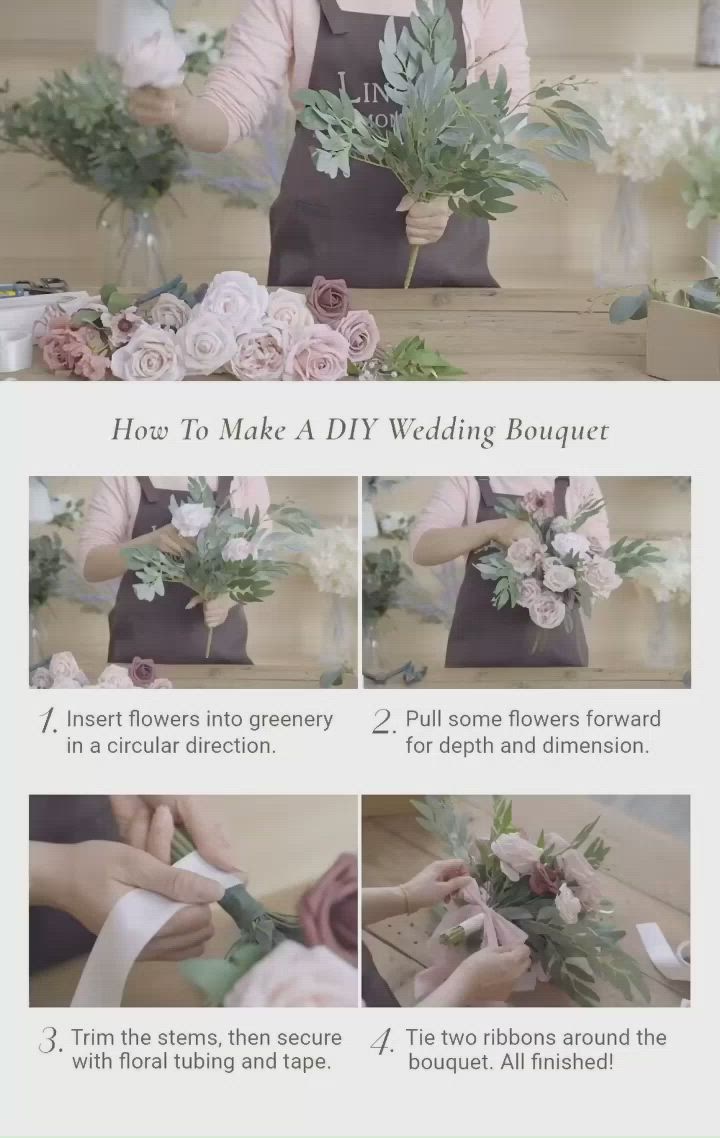 This may contain: the instructions to make a wedding bouquet