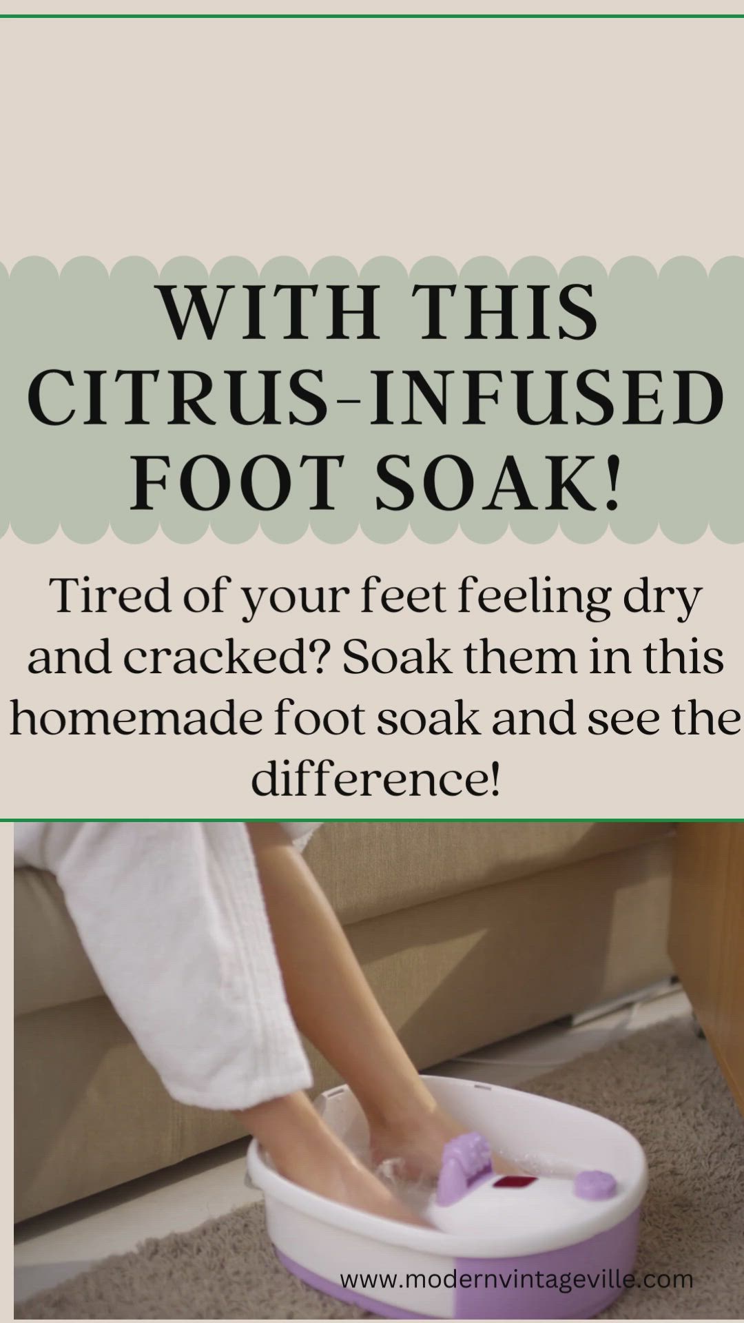 The perfect DIY foot soak for soft, smooth feet Made with citrus, tea tree oil and baking soda, this foot soak will: ✅ Soften rough, dry skin ✅ Reduce inflammation ✅ Kill bacteria and fungus Get your Citrus Tea Tree Oil Foot Soak today! Get the recipe now -> follow the blog post