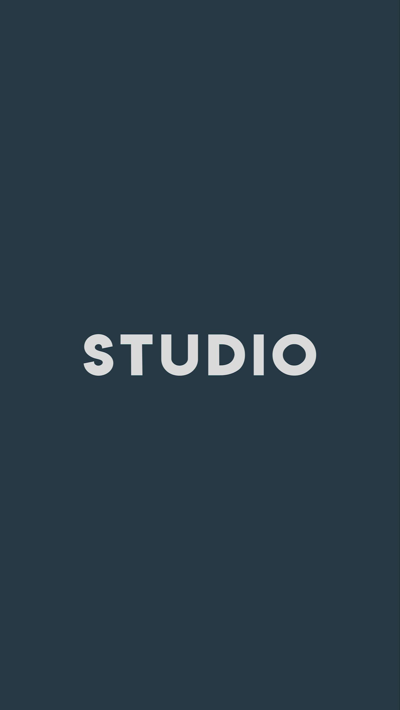 This may contain: the word studio is shown in white on a dark background