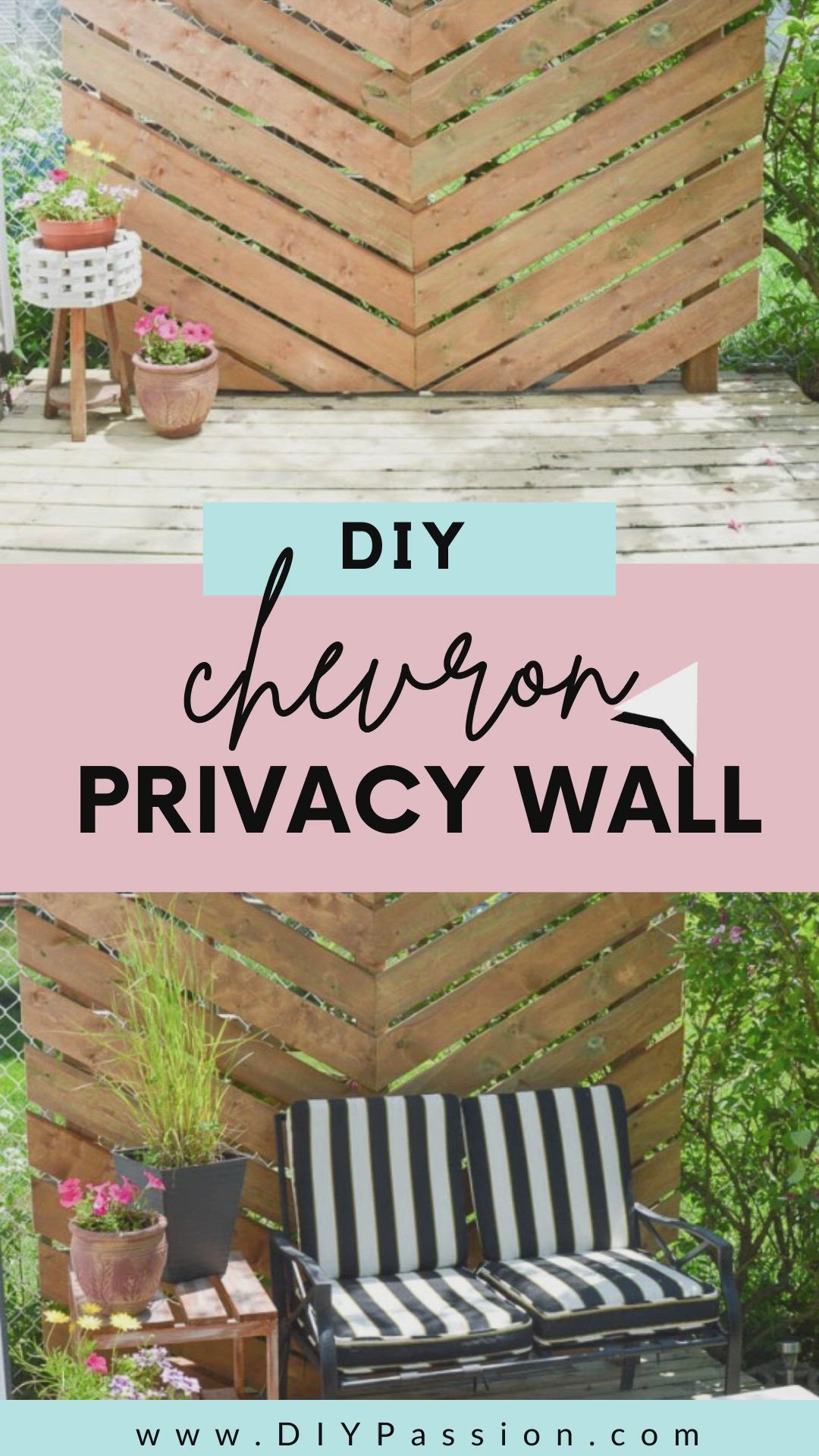 This contains: How to Build a Simple Chevron Outdoor Privacy Wall