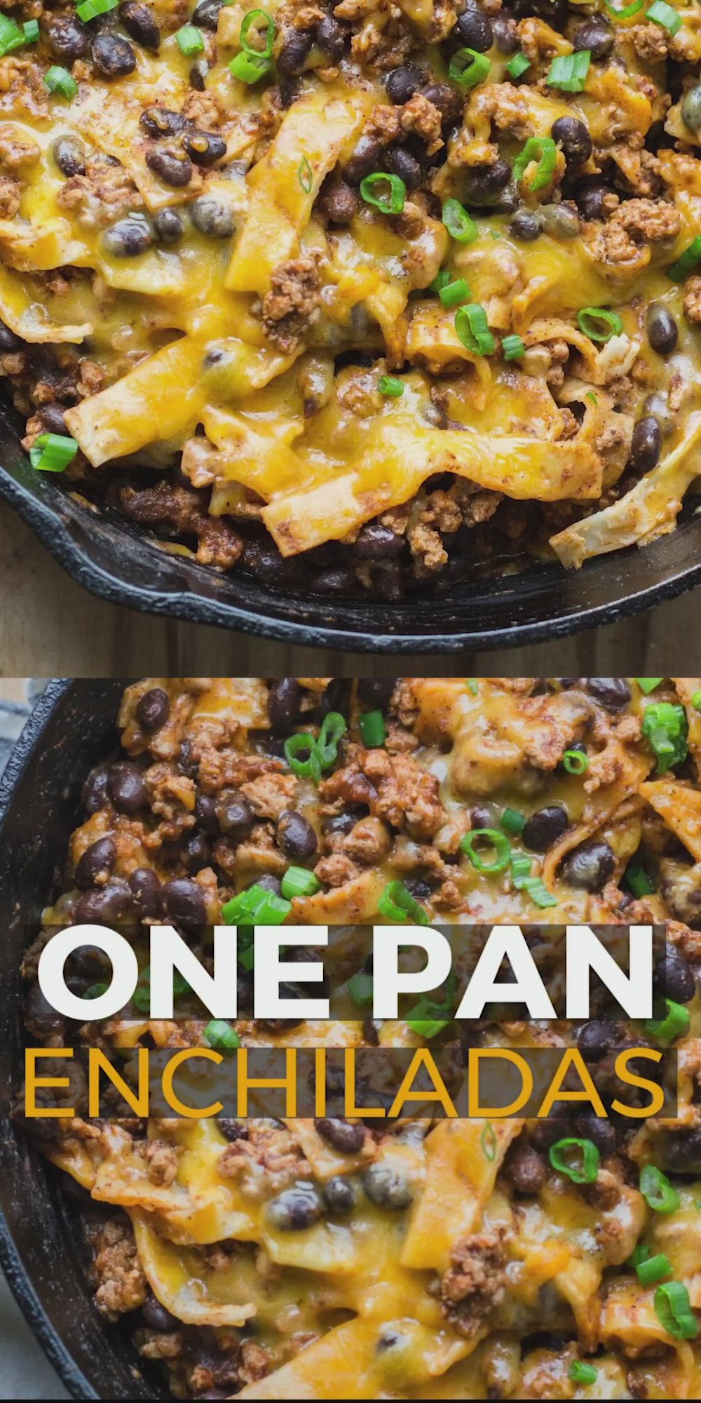 This may contain: one pan enchiladas with black beans and cheese