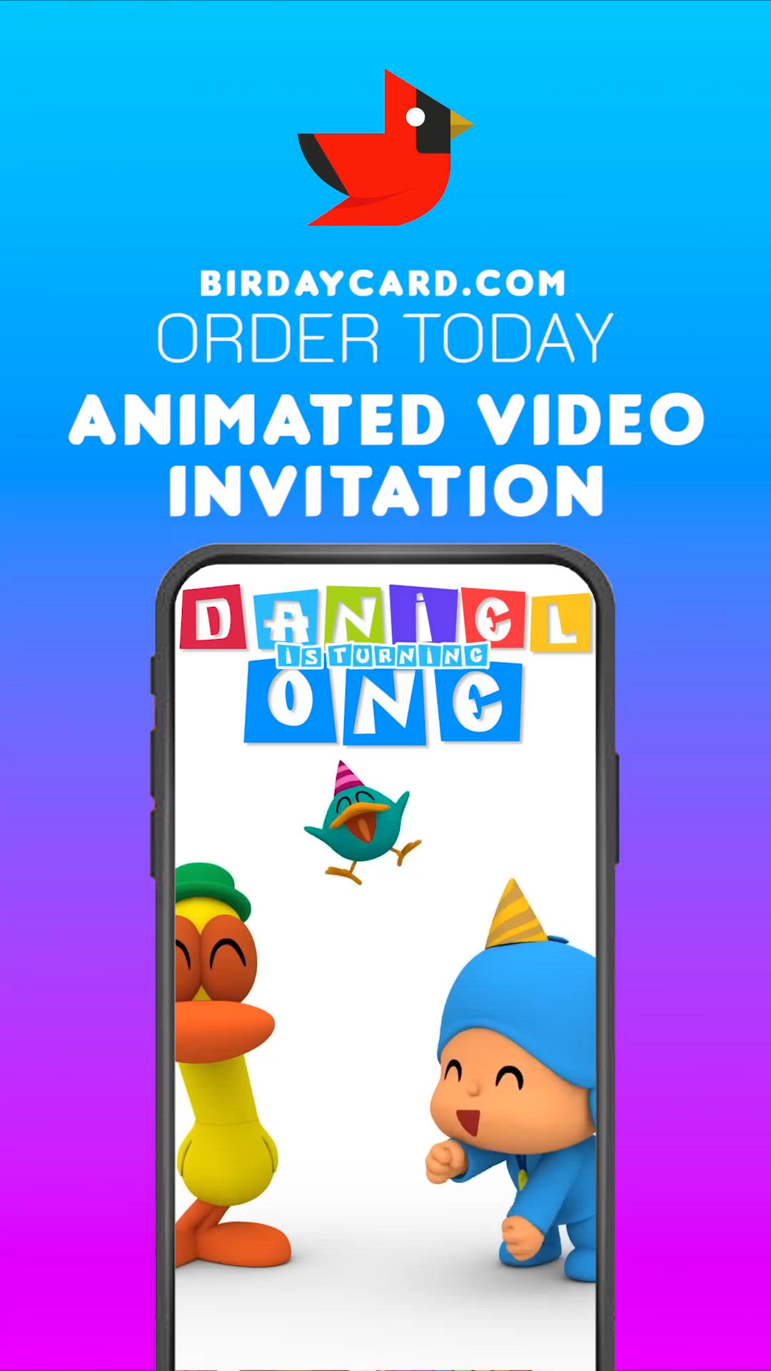 This may contain: an animated video game with two cartoon characters on it and the text, birthday card