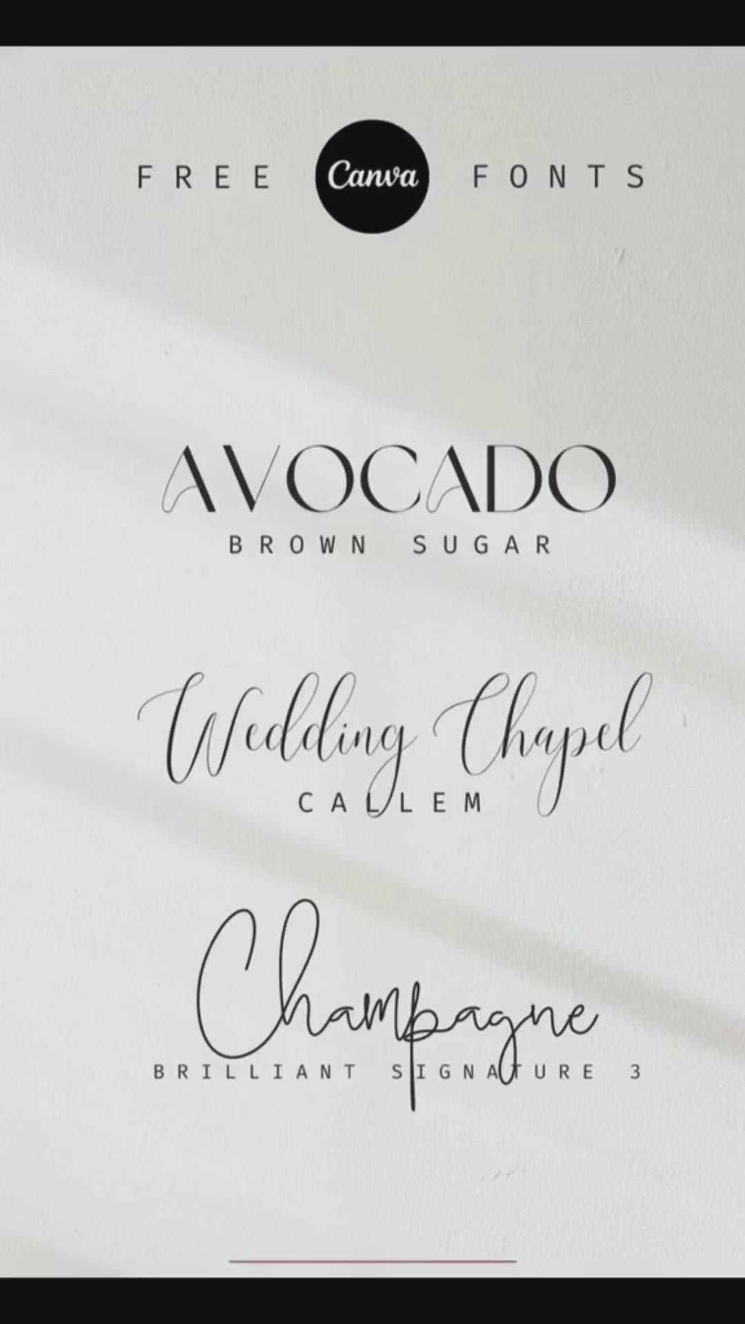 This may contain: three different font styles for wedding cards